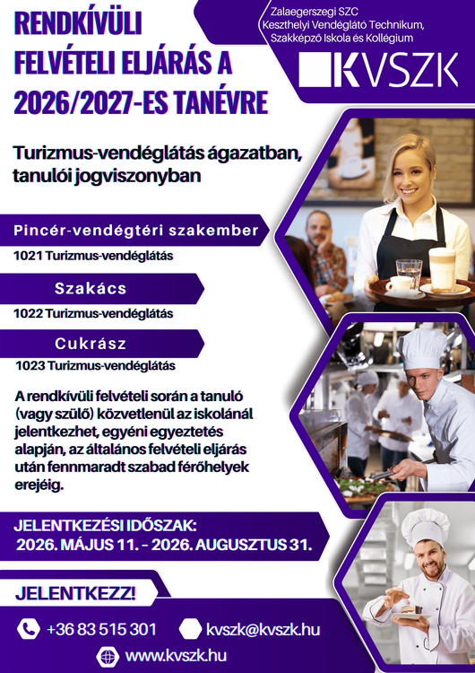 RENDKÍVÜLI FELVÉTELI A 2026/2027-ES TANÉVRE!