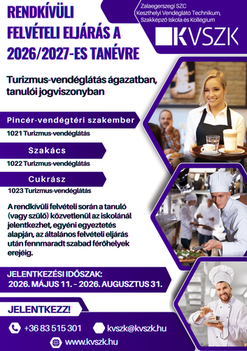 RENDKÍVÜLI FELVÉTELI A 2026/2027-ES TANÉVRE!